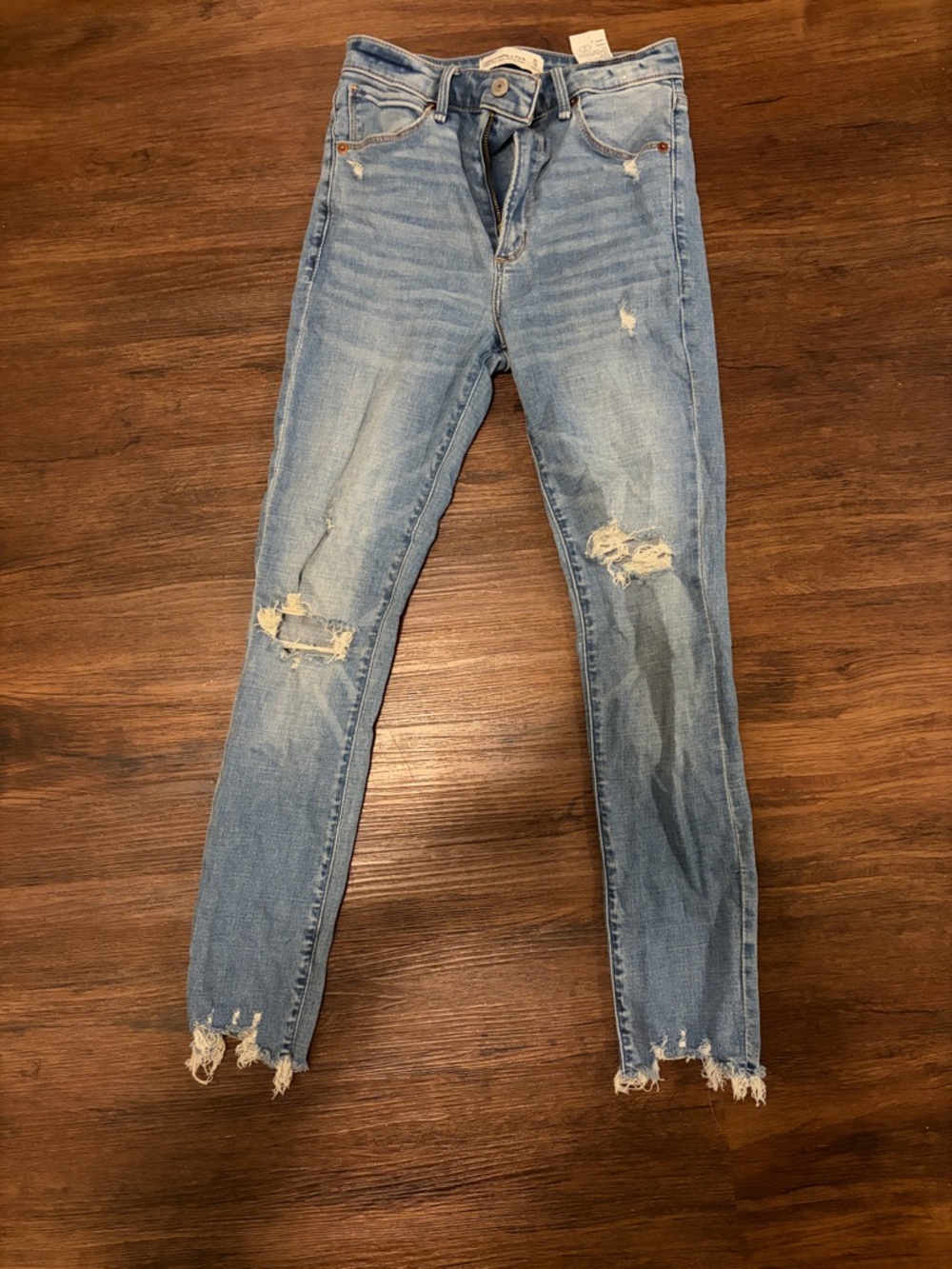 Abercrombie & Fitch Light Blue Distressed Skinny Jeans